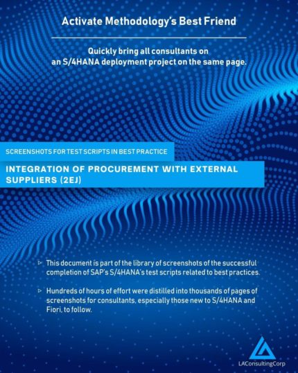 SAP INTEGRATION OF PROCUREMENT WITH EXTERNAL SUPPLIERS (2EJ)